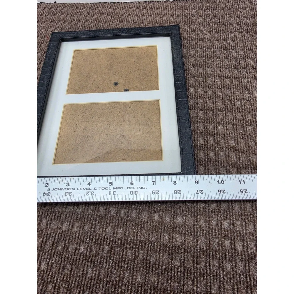 Frames & Moore 8x10 Black Crocodile Leather Double 4x6 Photo Frame HRB14853